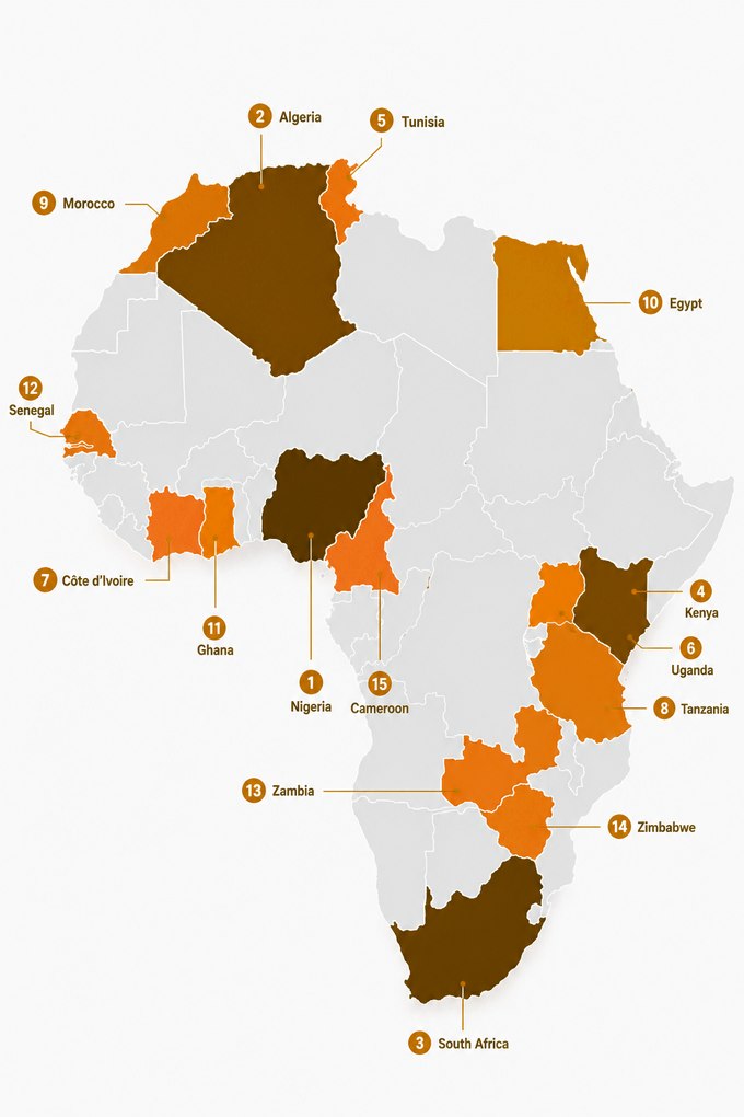 Map of African countries Savitar Health Care exports to
